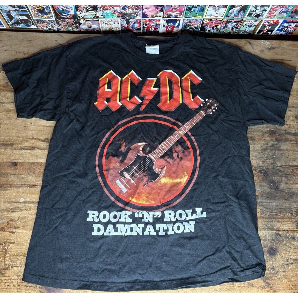Vintage 2002 Hanes AC/DC Graphic T Shirt Rock N Roll Damnation Music Men’s XL